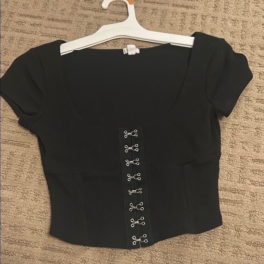 Black Hook-Front Women's Garage top